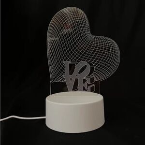 Elegant Heart LED Sculpture with White Base